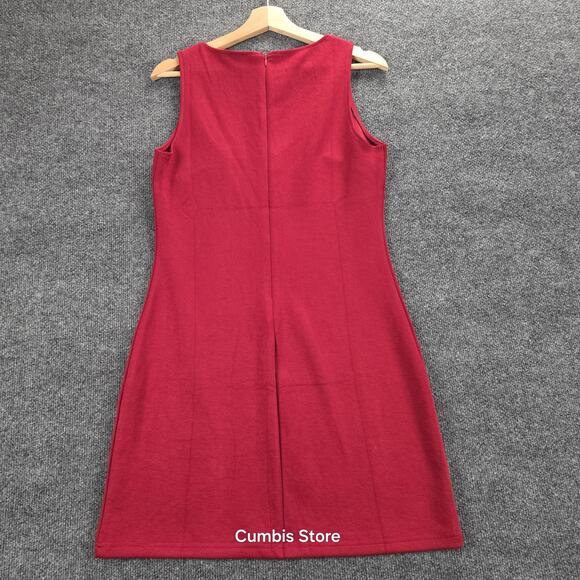 WIHOLL Dress Womens Medium Red Sleeveless Sheath Bodycon Stretch Knit Back Zip - Picture 8 of 14